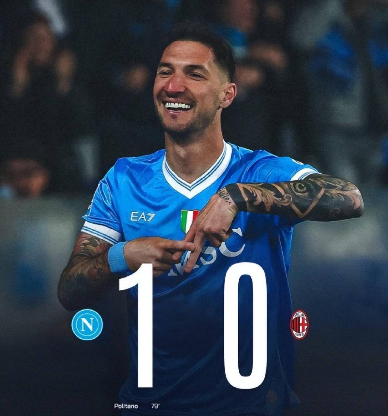 那不勒斯1比0AC米兰,意甲争冠形势改变,波利塔诺替补救主孔蒂睿智